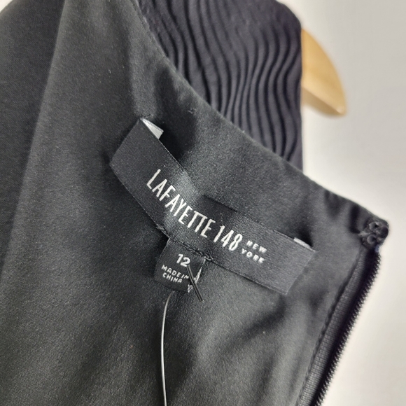 New Lafayette 148 Faux Leather Ribbed Wave Textured Sleeveless Sheath Dress - Picture 9 of 10